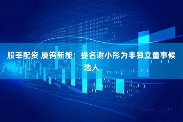 股莘配资 厦钨新能：提名谢小彤为非独立董事候选人